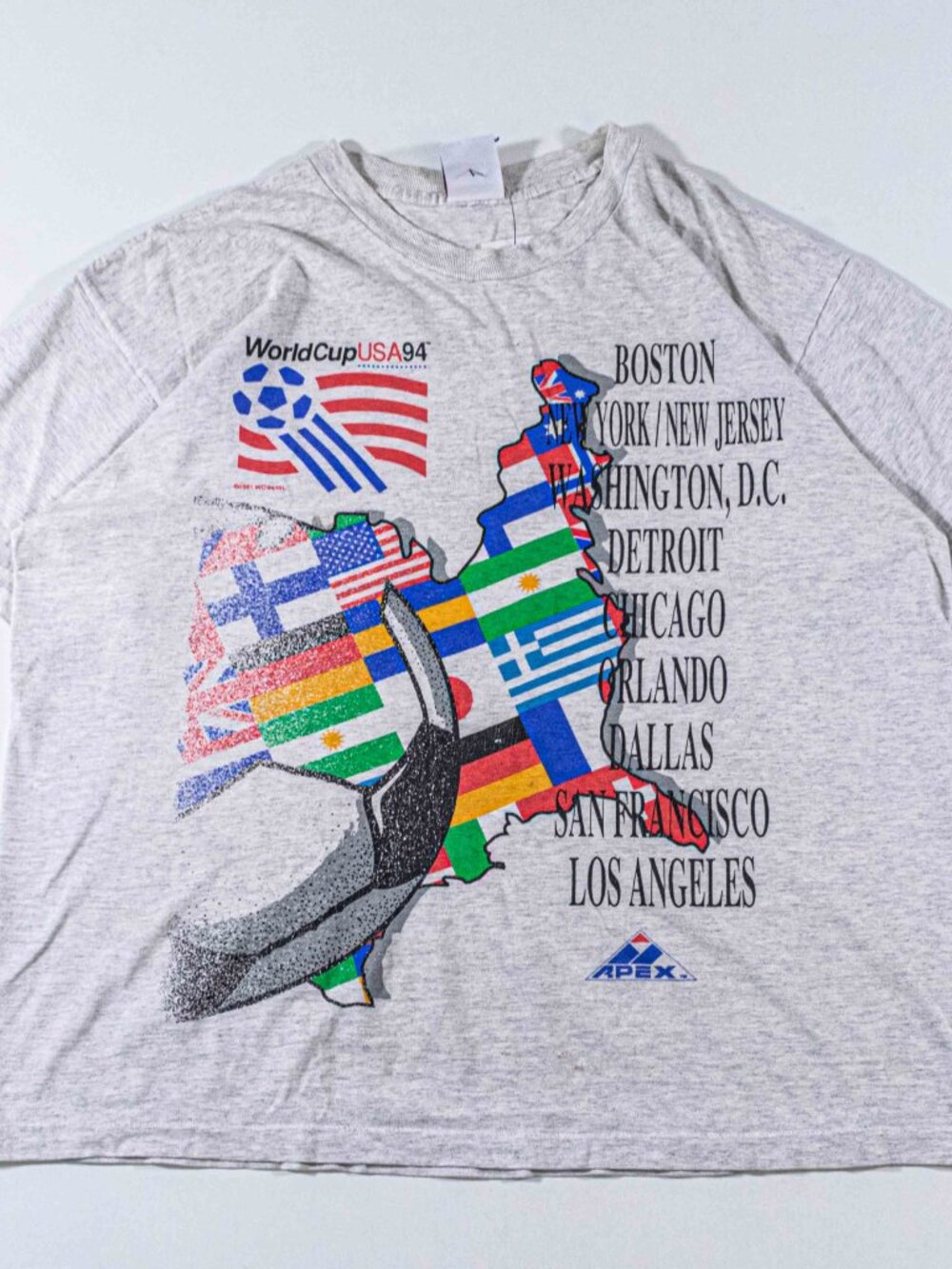 Vintage Apex One 1994 World Cup USA Cities T-Shirt XL All Over Print Soccer VTG